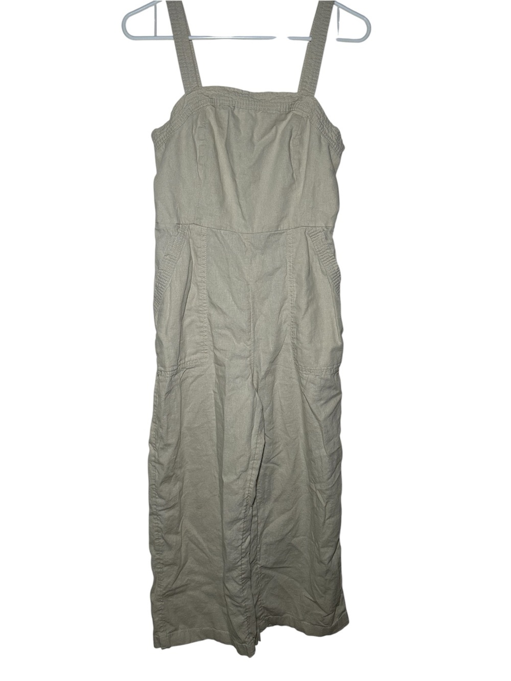 Old Navy‎ Linen Blens Beige Casual Strappy Maxi Jumpsuit M Summer Casual Beach